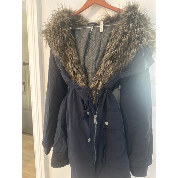 Free People Sweet Child Faux Fur Quilted Parka coat winter stunning & warm NWT - Picture 5 of 8